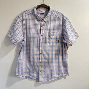 Columbia T-shirt Mens XL Regular Fit Button Front Pastel Gingham Check Cotton